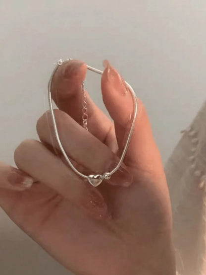 Elegant 925 Silver Heart Bracelet