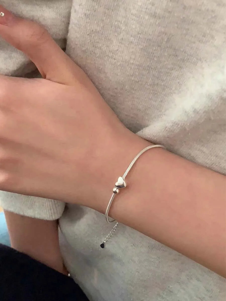 Elegant 925 Silver Heart Bracelet