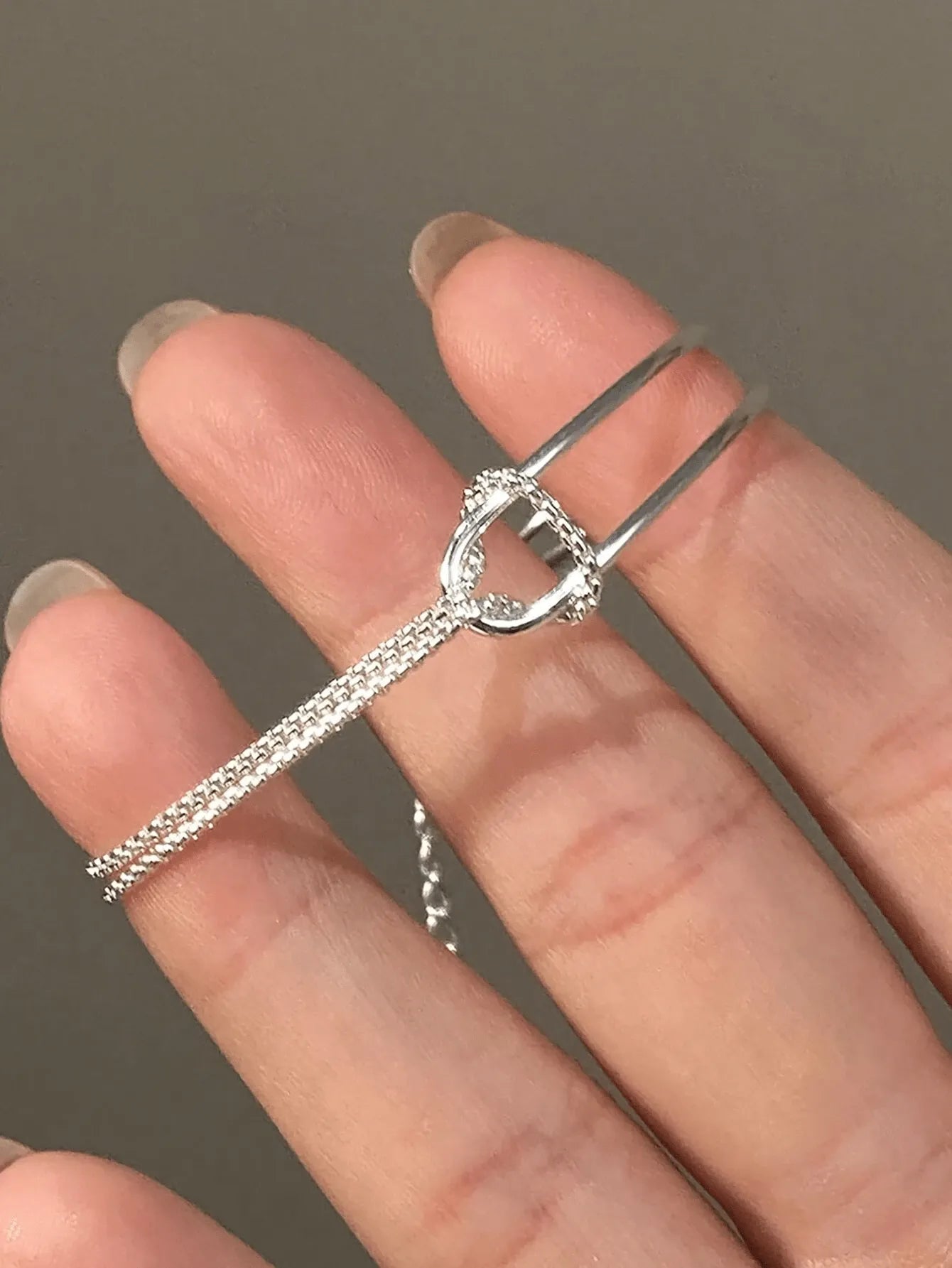Elegant 925 Silver Double Heart Bracelet