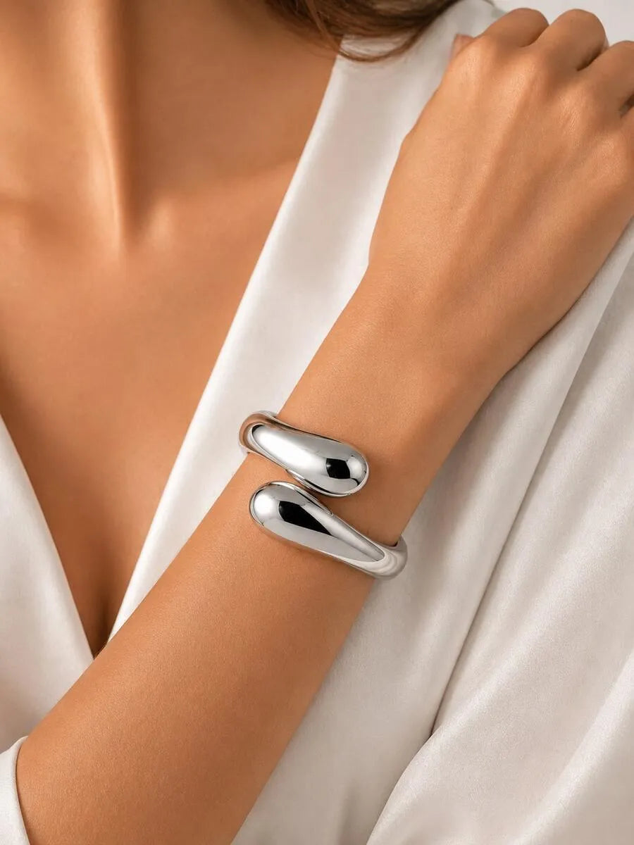 Elegant Two-Tone Sculptural Bracelet