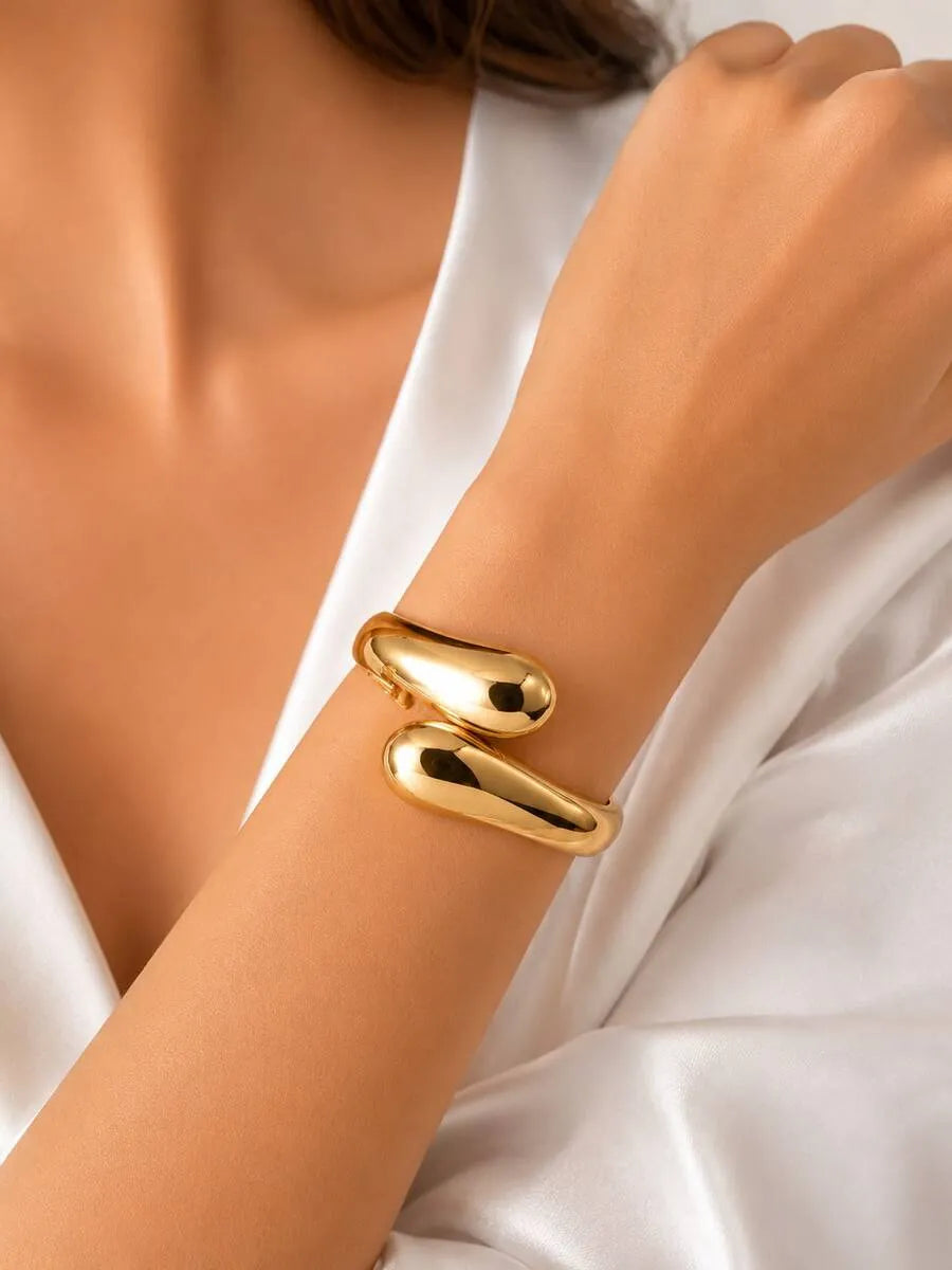 Elegant Two-Tone Sculptural Bracelet