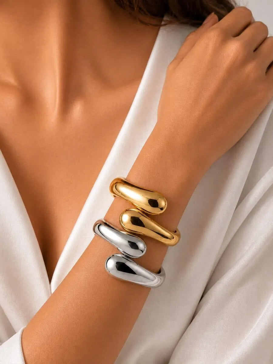 Elegant Two-Tone Sculptural Bracelet