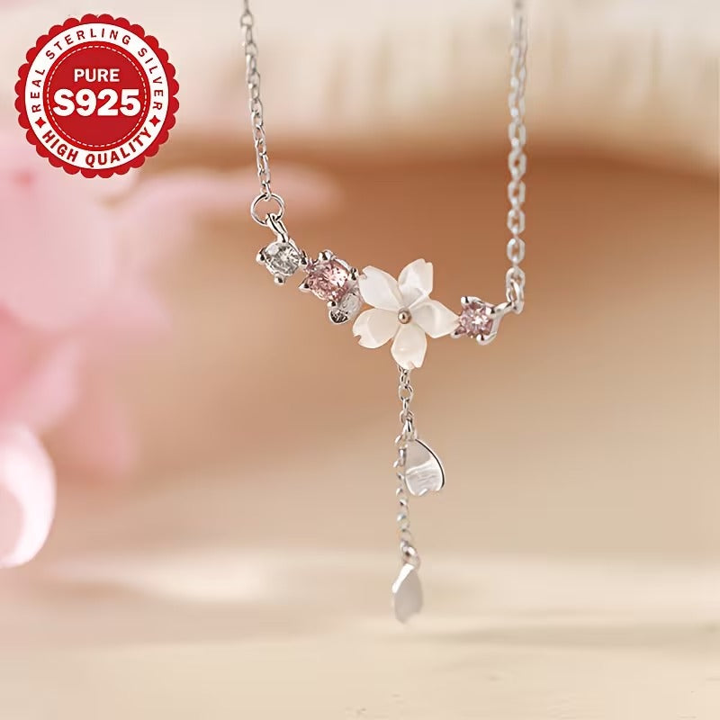 Luxury 925 Silver Sakura Necklace