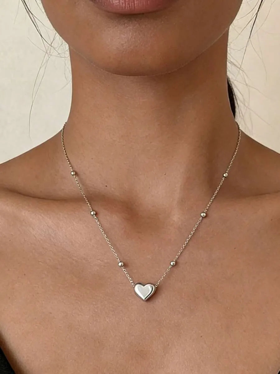 Elegant Silver Heart Jewelry Set