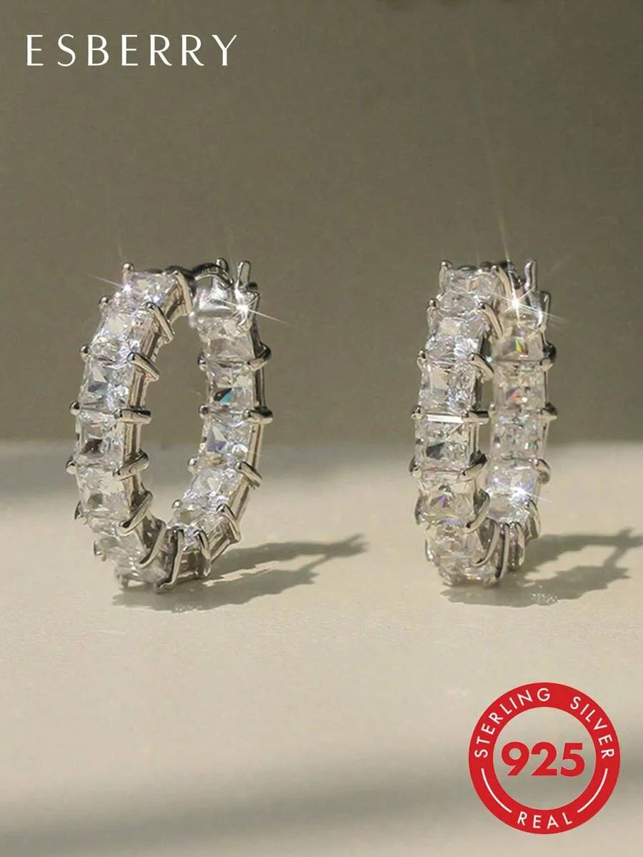 Elegant 925 Silver Sparkle Earrings