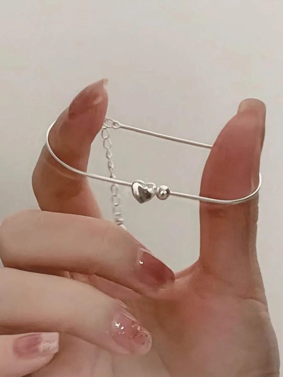 Elegant 925 Silver Heart Bracelet