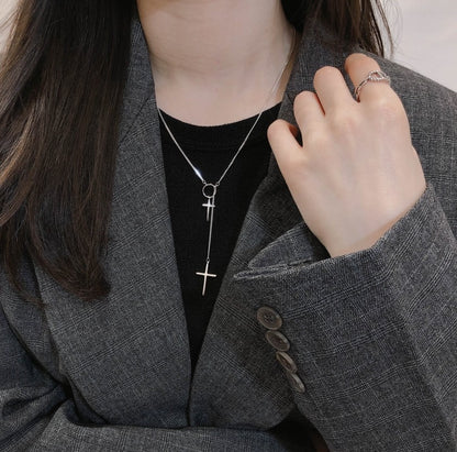 Luxury S925 Silver Cross Necklace