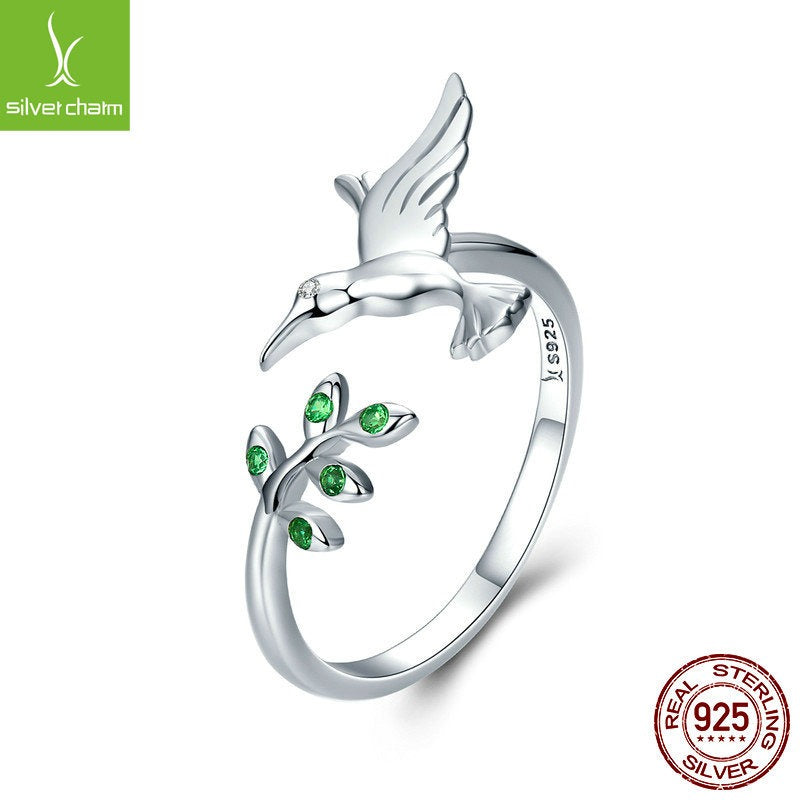 Luxury S925 Hummingbird Leaf Ring