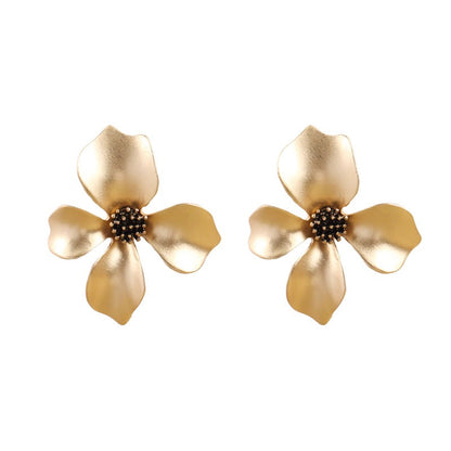 Luxury Gold Floral Stud Earrings silver S925