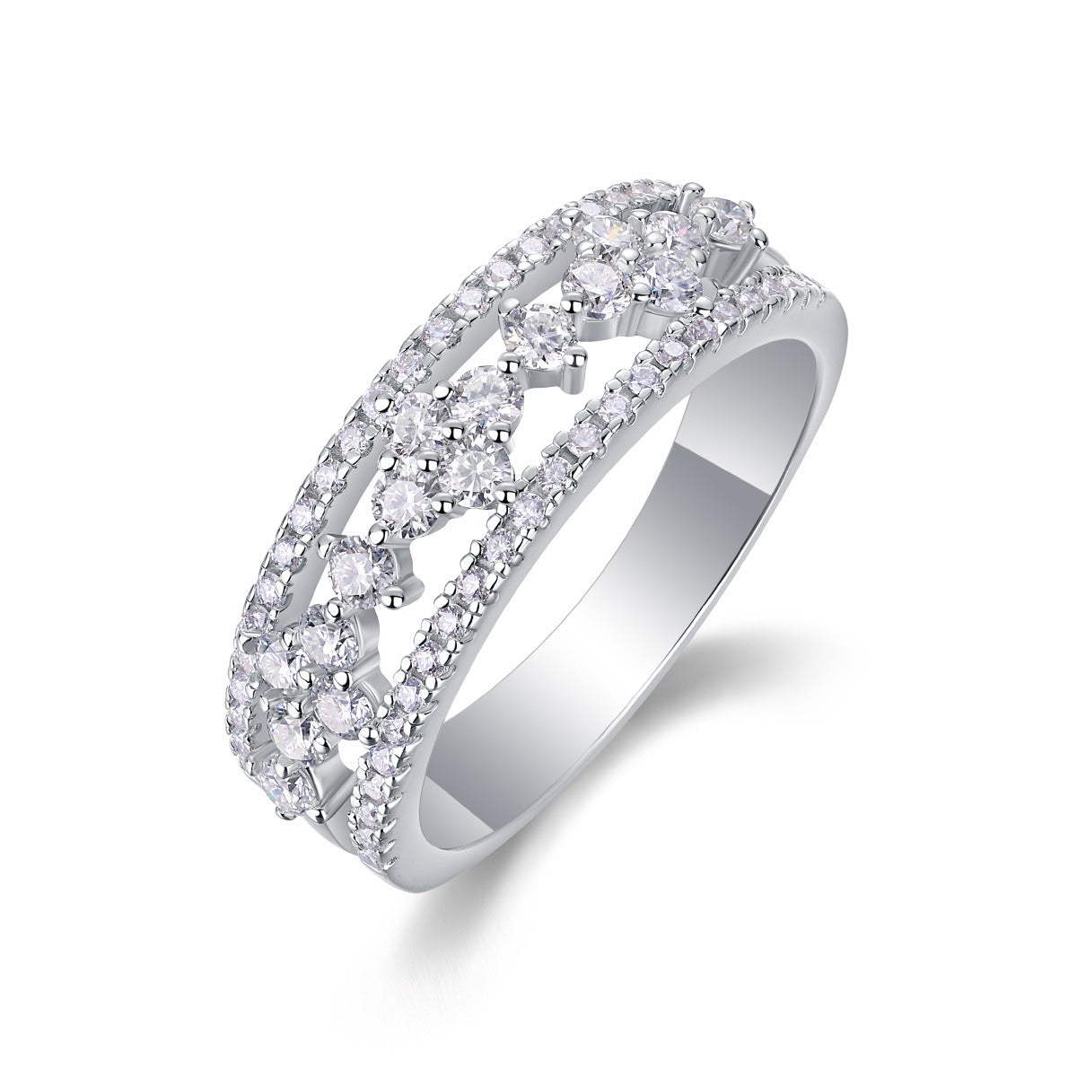 Luxury S925 Silver Moissanite Statement Ring