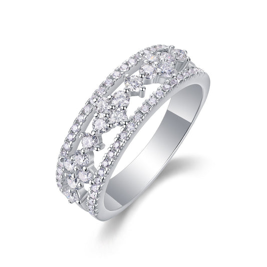 Luxury S925 Silver Moissanite Statement Ring