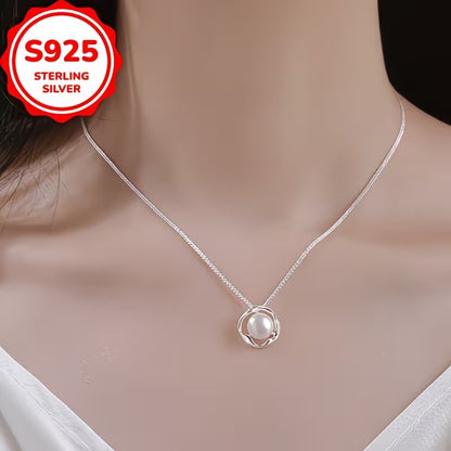 Luxury 925 Silver Pearl Necklace