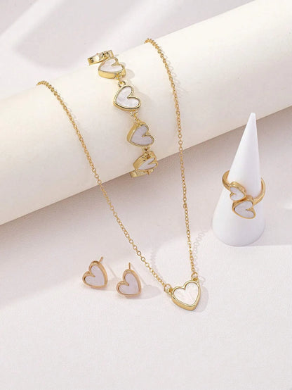 Elegant Gold Heart Jewelry Set