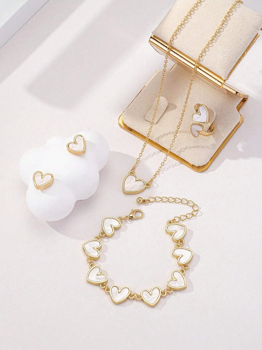 Elegant Gold Heart Jewelry Set