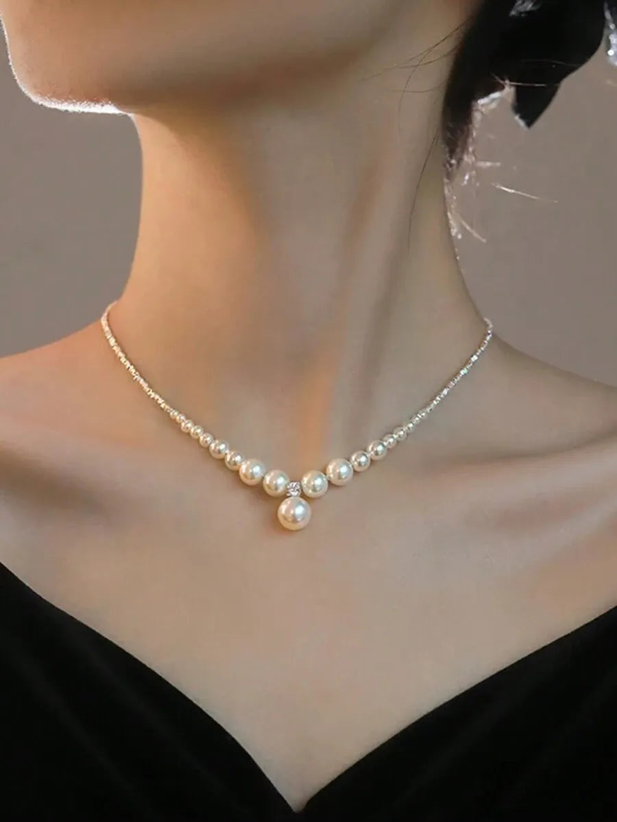 Elegant 925 Silver Pearl Necklace