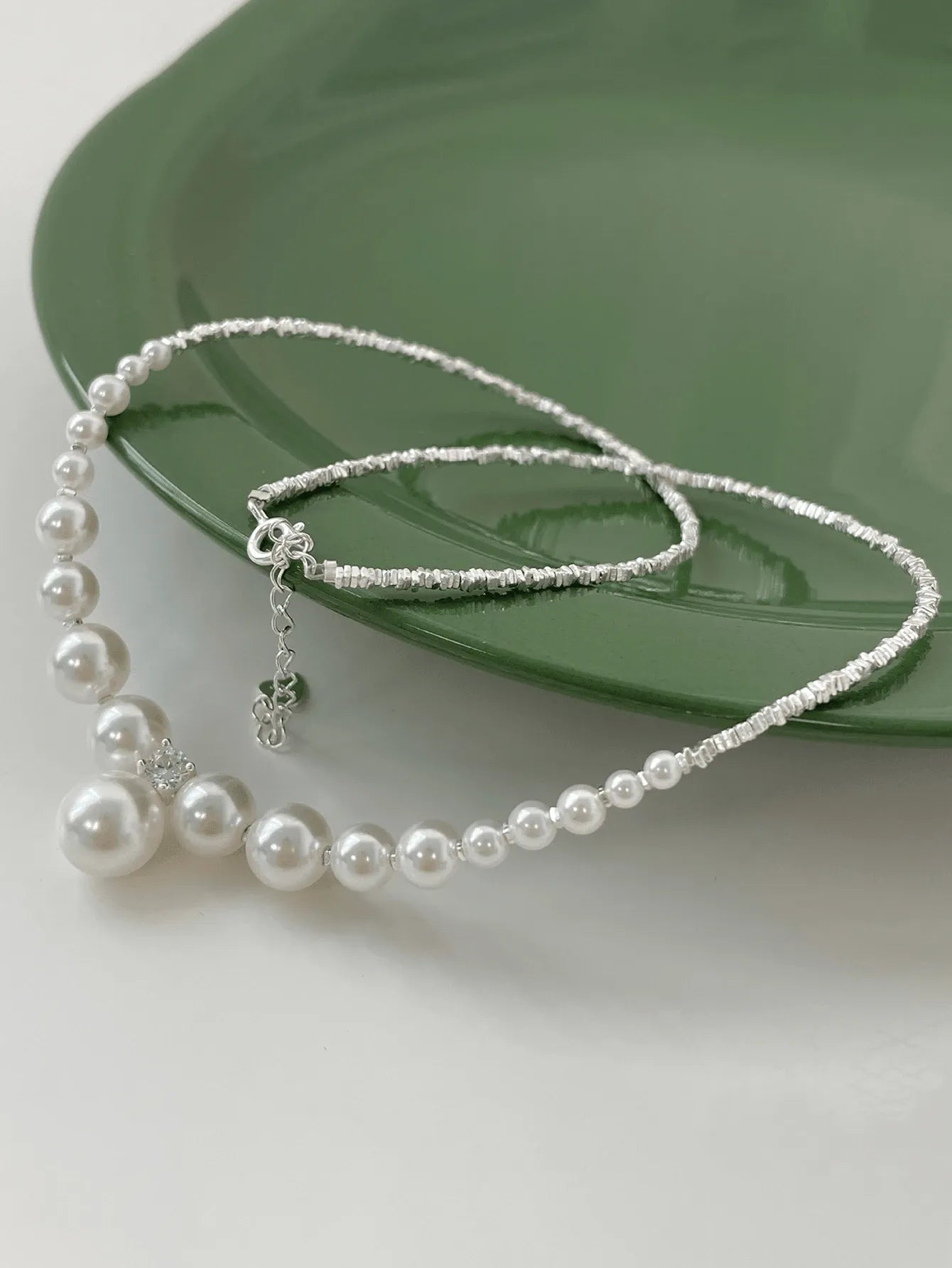 Elegant 925 Silver Pearl Necklace