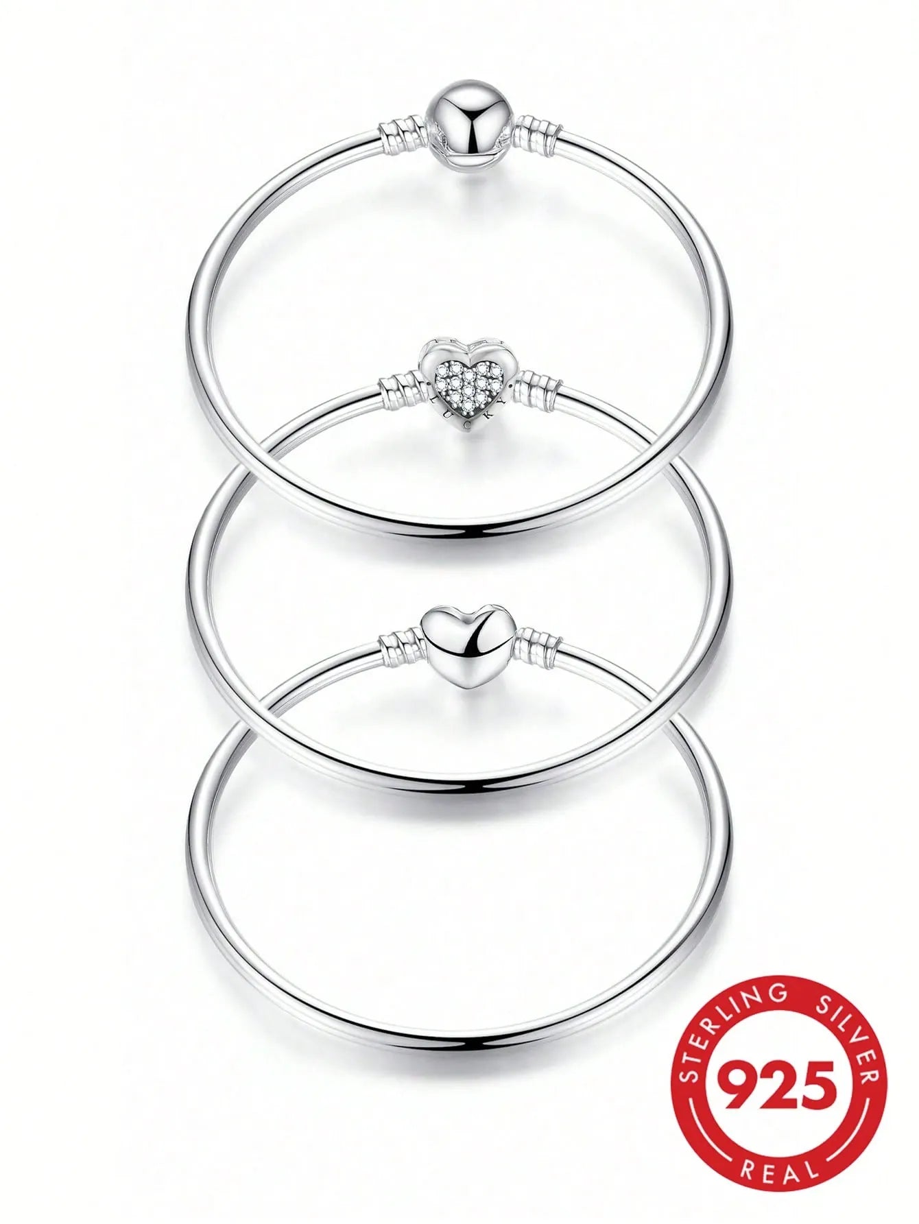 Elegant 925 Silver Heart Bracelet