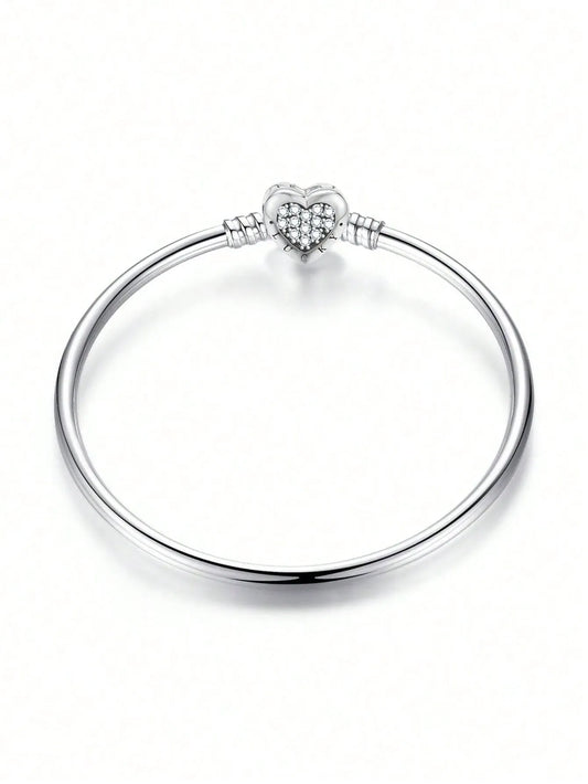 Elegant 925 Silver Heart Bracelet
