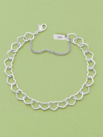 Elegant 925 Silver Double Heart Bracelet