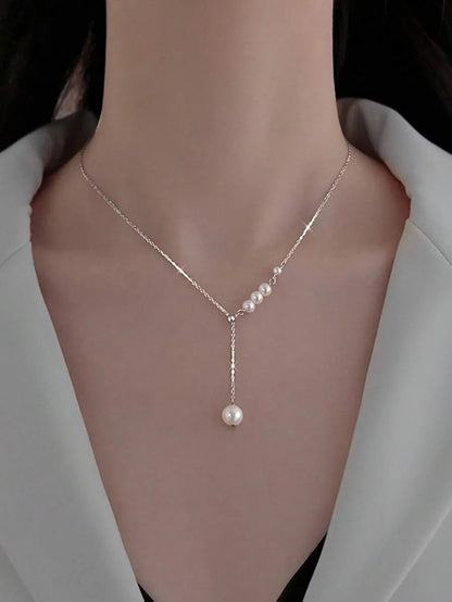Elegant 925 Silver Pearl Necklace
