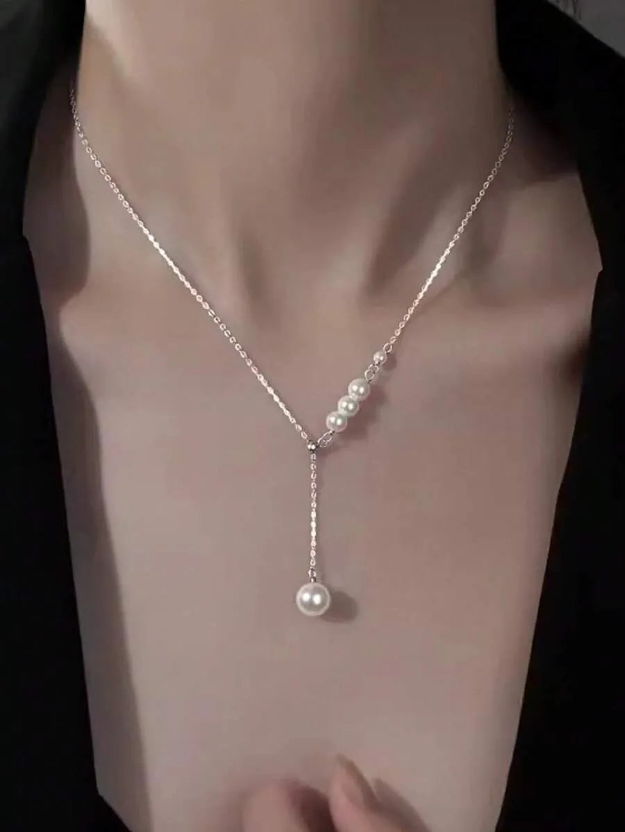 Elegant 925 Silver Pearl Necklace