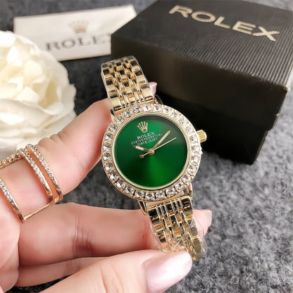 Luxury Gold Green Crystal Watch