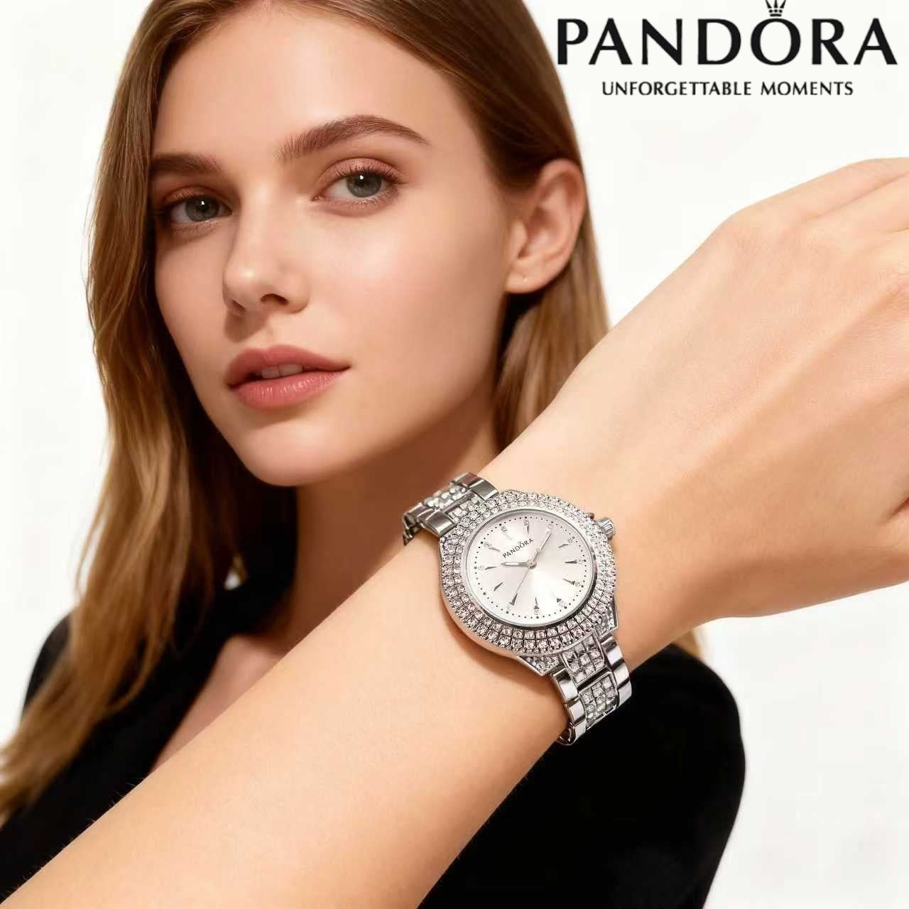 Luxury Silver Crystal Bracelet Watch