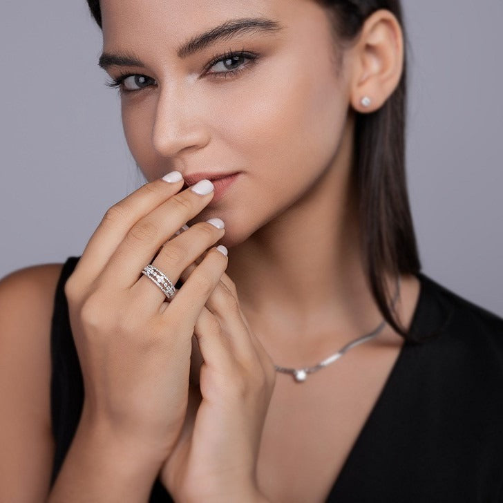 Luxury S925 Silver Moissanite Statement Ring