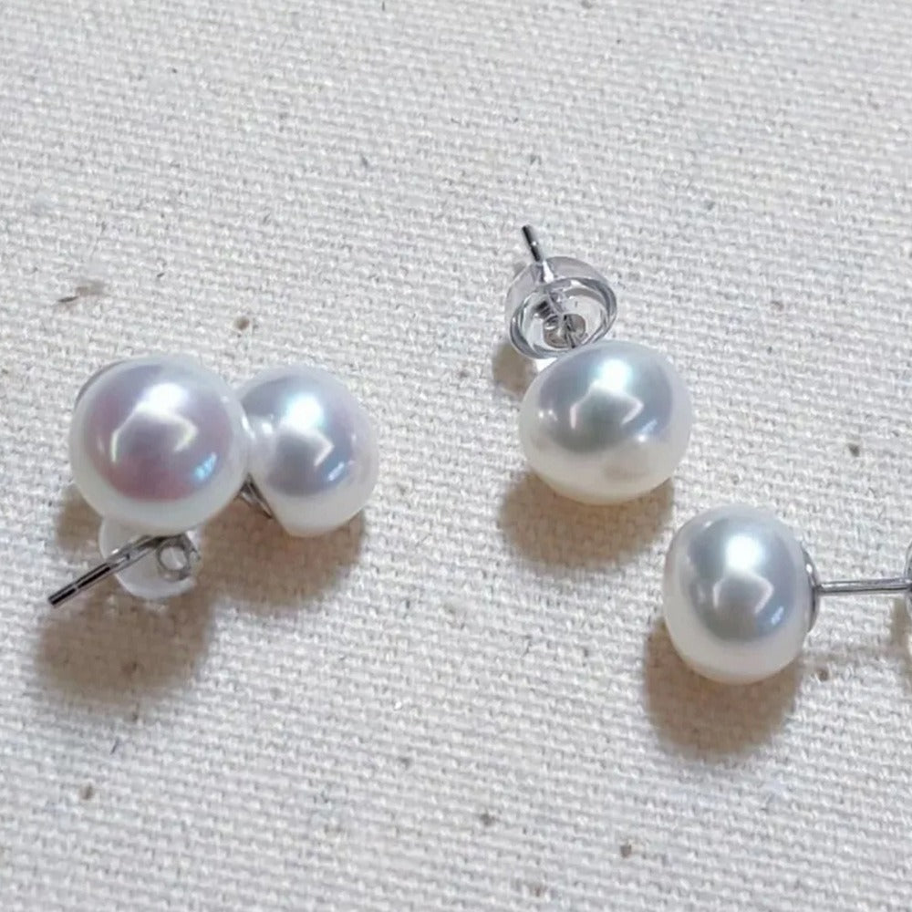 Luxury S925 Freshwater Pearl Stud Earrings