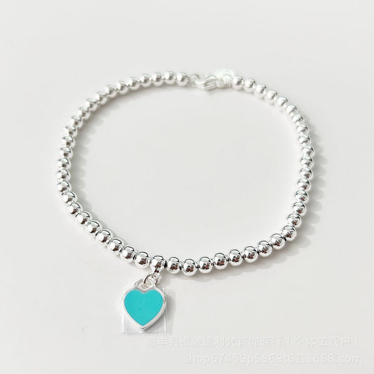 Luxury S925 Turquoise Heart Bead Bracelet