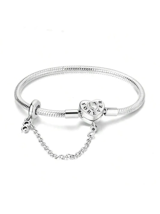 Elegant 925 Silver Heart Bracelet