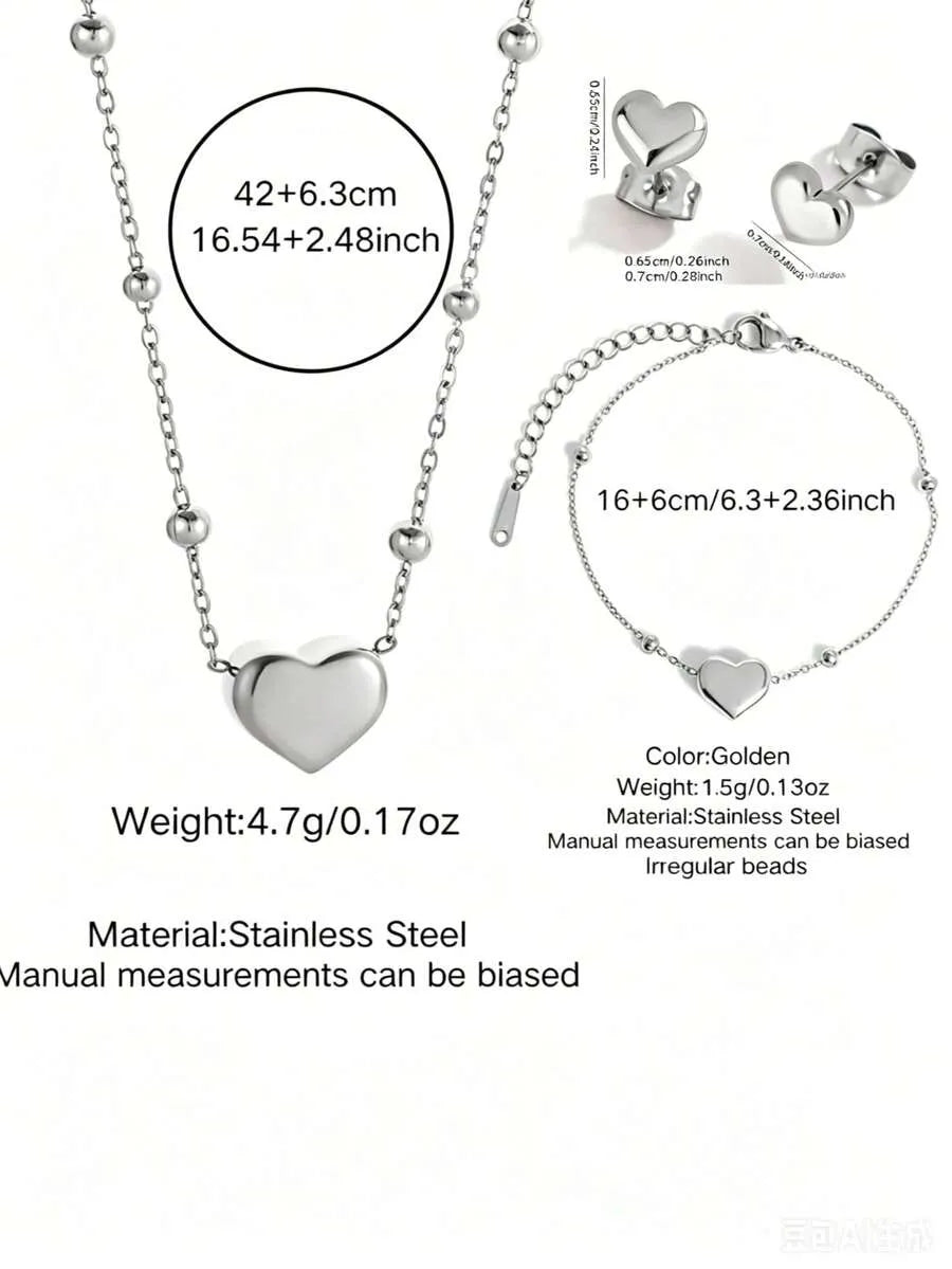 Elegant Silver Heart Jewelry Set