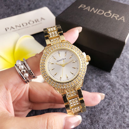 Luxury Silver Crystal Bracelet Watch