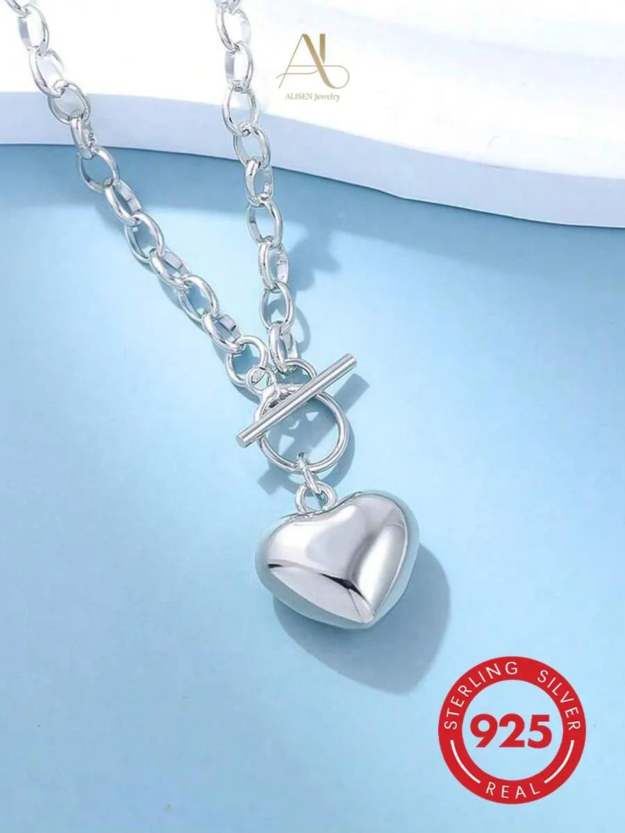 Elegant 925 Silver Heart Necklace