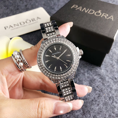Luxury Silver Crystal Bracelet Watch