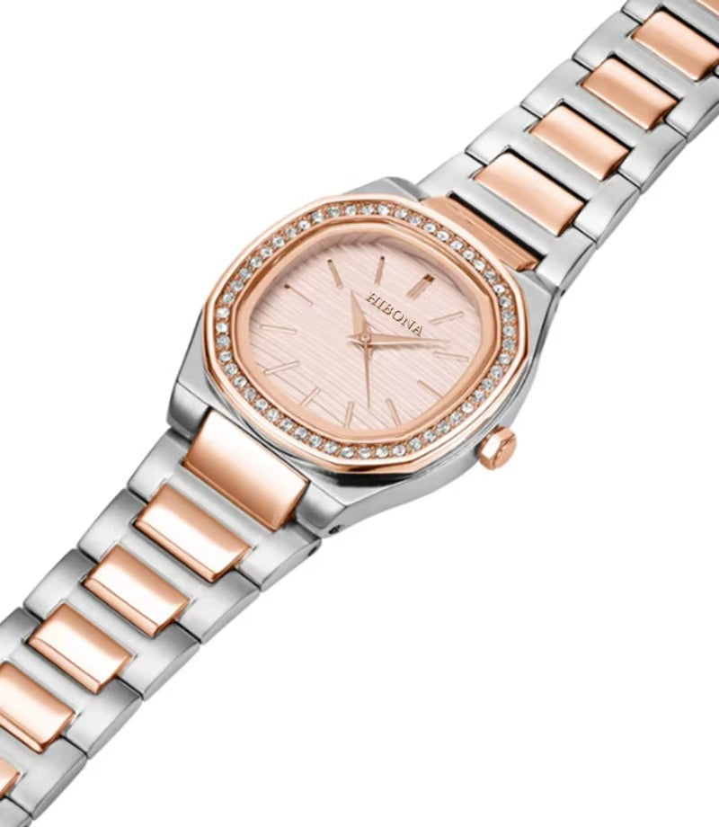 Luxury Two-Tone Crystal Watch