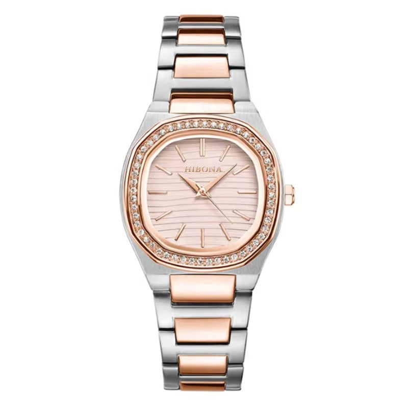 Luxury Two-Tone Crystal Watch