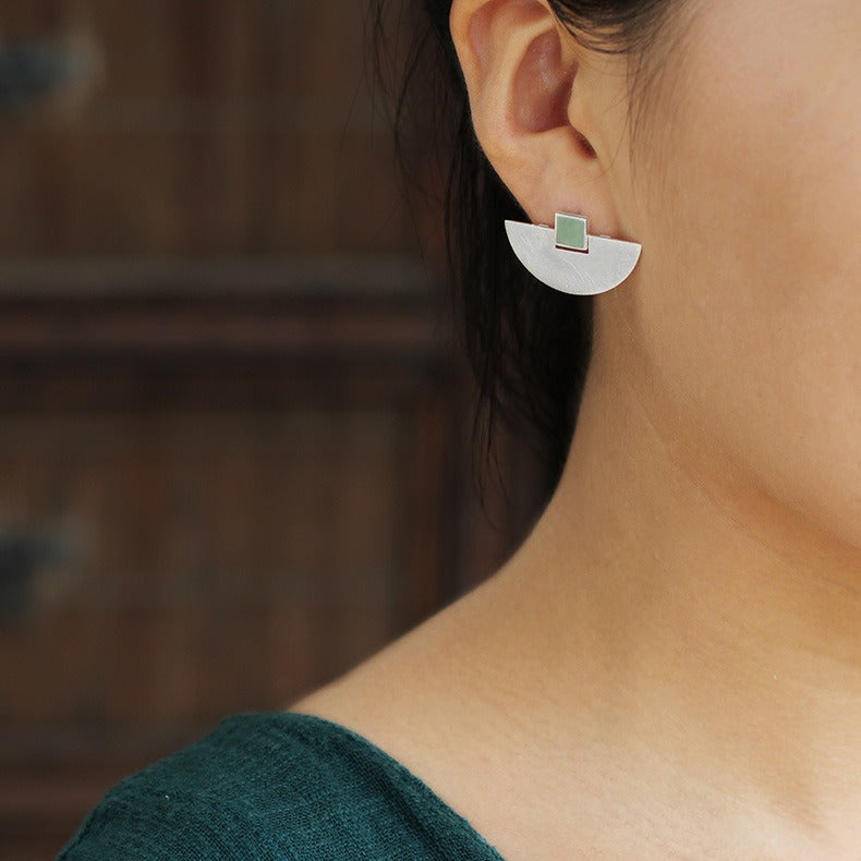 Luxury S925 Aventurine Geometric Earrings