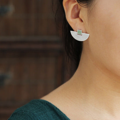 Luxury S925 Aventurine Geometric Earrings
