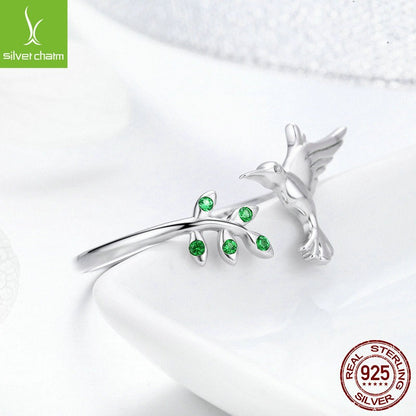 Luxury S925 Hummingbird Leaf Ring