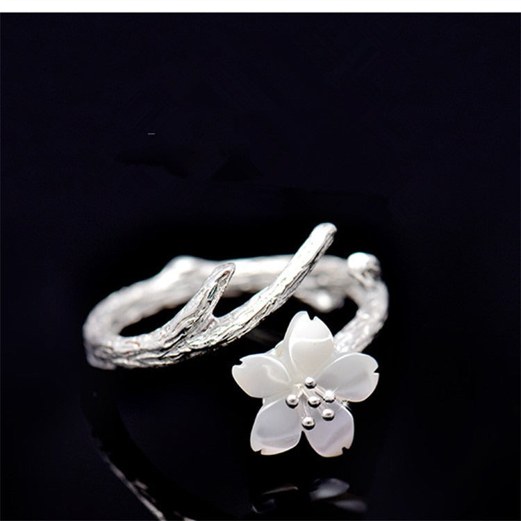 Luxury S925 Cherry Blossom Shell Ring