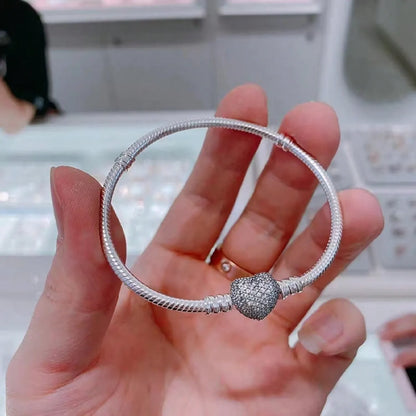 Elegant 925 Silver Heart Bracelet