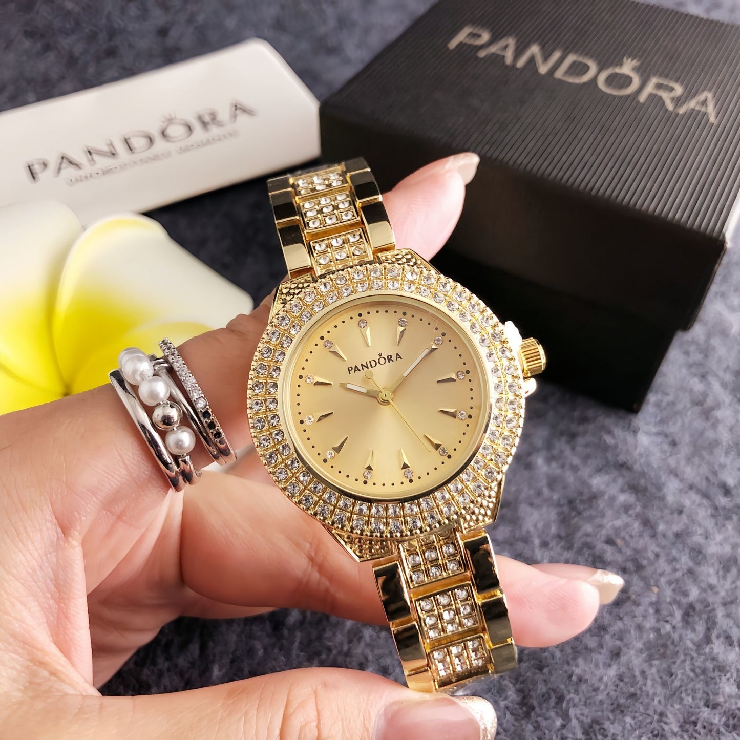 Luxury Silver Crystal Bracelet Watch