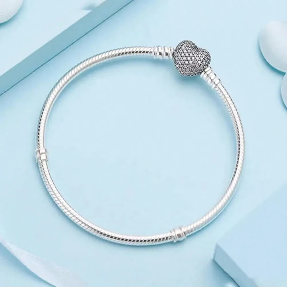 Elegant 925 Silver Heart Bracelet