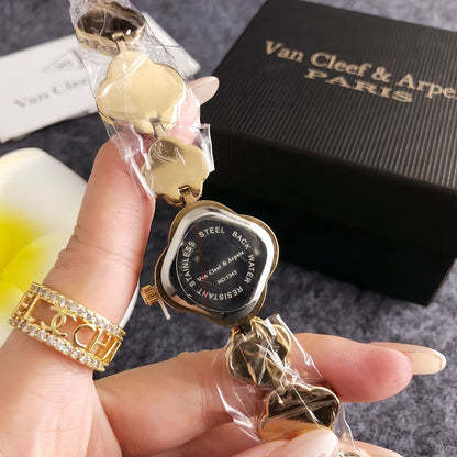 Luxury Gold Clover Bracelet Watch