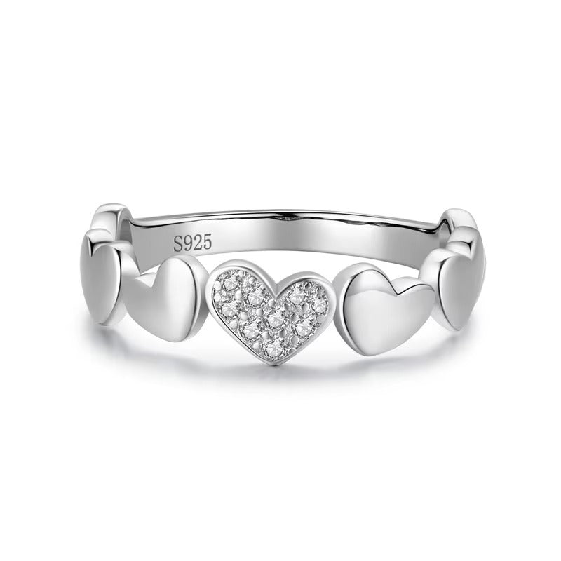 Luxury Silver Open Heart Ring