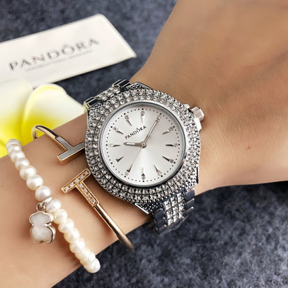 Luxury Silver Crystal Bracelet Watch