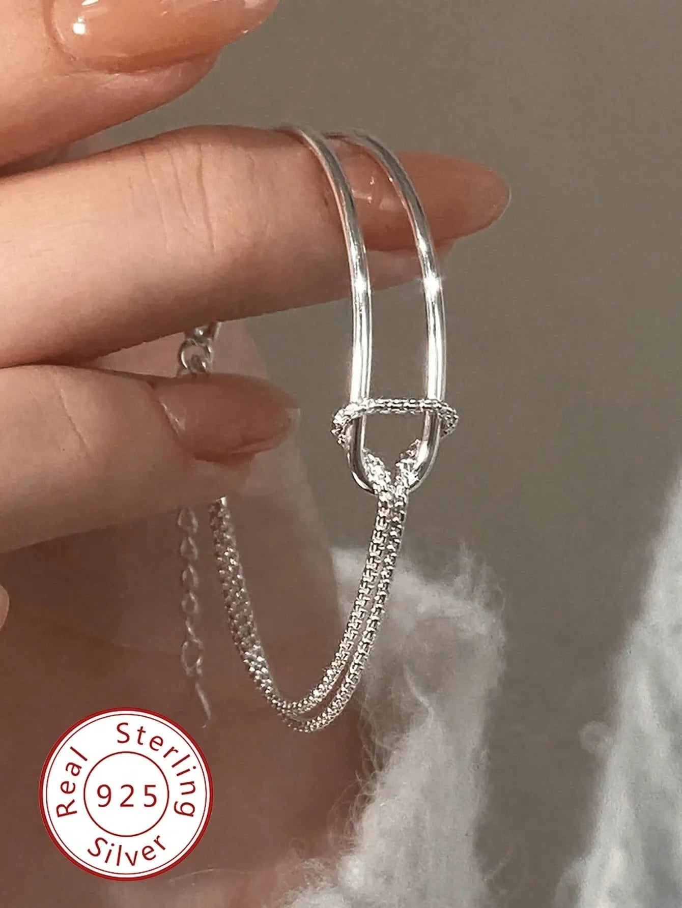 Elegant 925 Silver Double Heart Bracelet