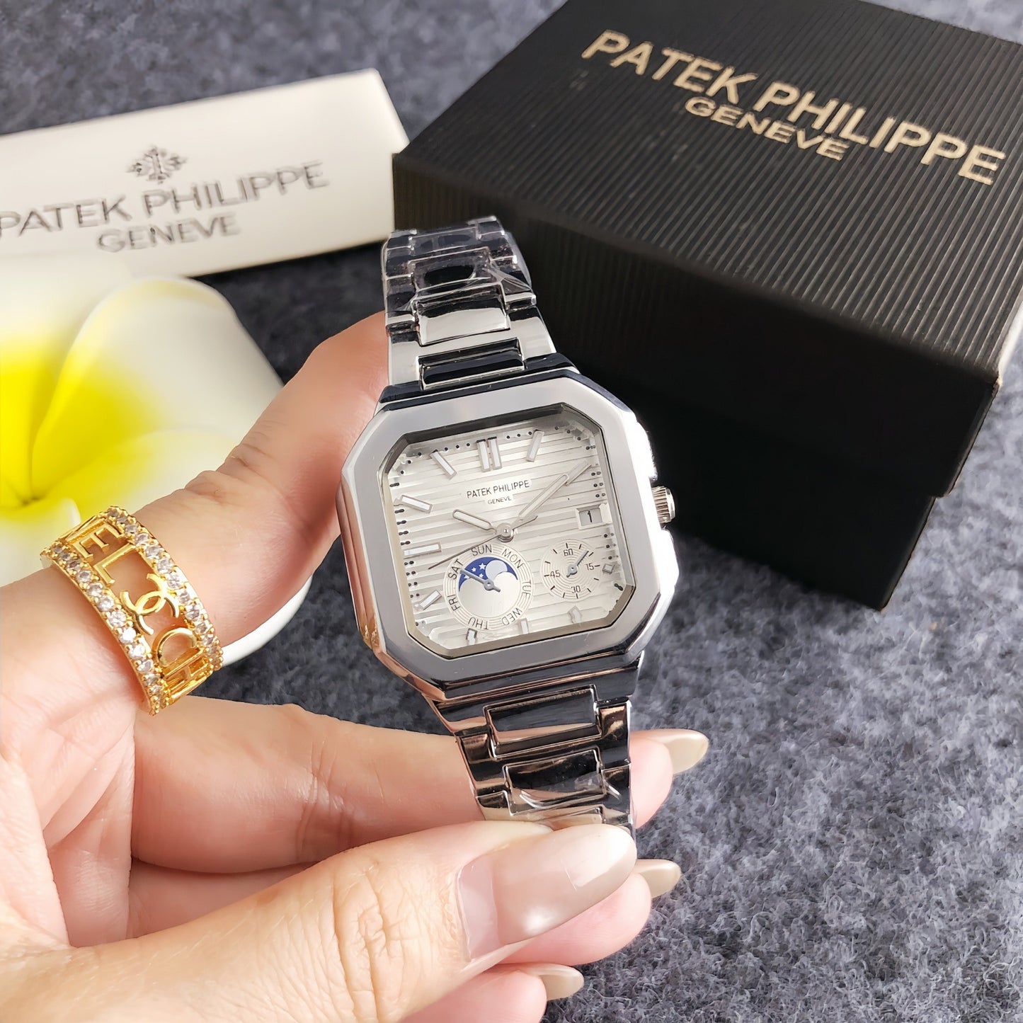 Luxury Two-Tone Square Watch