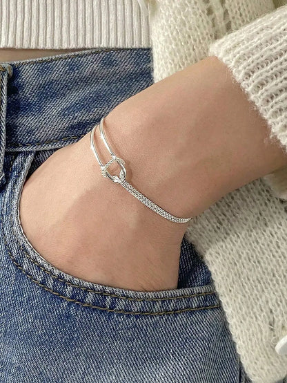 Elegant 925 Silver Double Heart Bracelet